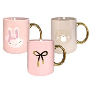 ✨🎀Simply Gilded Viral Pink Bow Trio Mugs Set Planner Girl Stickers 🎀